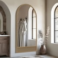 thumbnail image 1 of 71"x37" Wood Rattan Wall Mirror Arched Mirror,Brown, 1 of 7