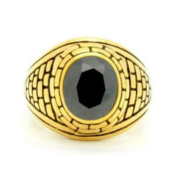 710.017.R 18 KT Gold Plated Ring - Simulated Black Stone