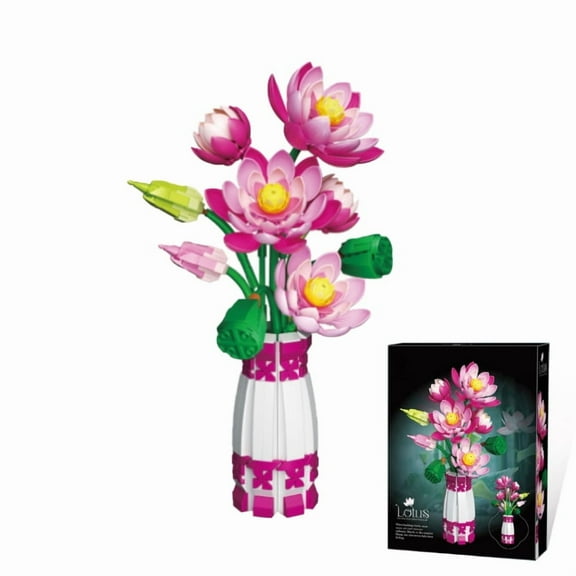 710+PCS Lotus Building Blocks Set, Compatible with Major Brands, DIY Botanical Model Kit for Adults, Valentine's/Mother's Day/Thanksgiving/Christmas/Birthday Gift