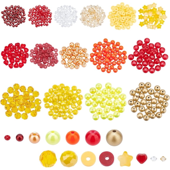 710 Pcs Jewelry Making Beads Kit 15 Styles Glass Beads Colorful Round Beads