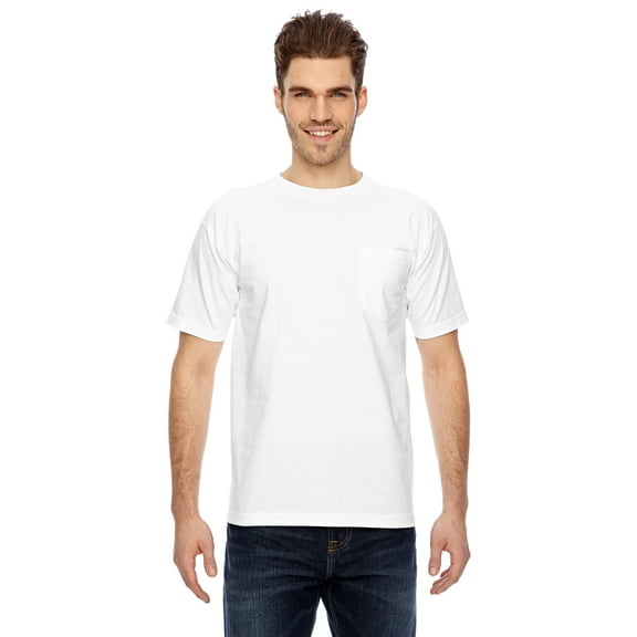 BA7100 Bayside Adult 6.1 oz., 100% Cotton Pocket T-Shirt, WHITE, 3X, Pack Of 12, Mens T-Shirts