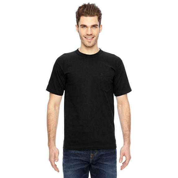 BA7100 Bayside Adult 6.1 oz., 100% Cotton Pocket T-Shirt, BLACK, M, Pack Of 12, Mens T-Shirts