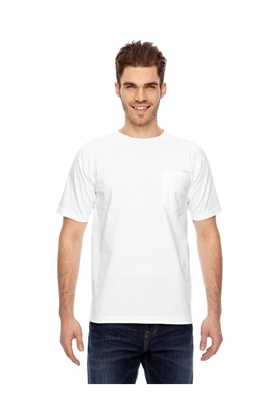 BA7100 Bayside Adult 6.1 oz., 100% Cotton Pocket T-Shirt, WHITE, 3X, Pack Of 5, Mens T-Shirts