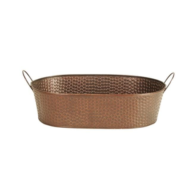 Antique Copper 14" Hammered Metal Planter with Ear Handles