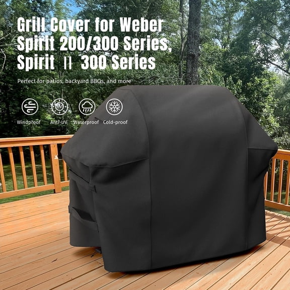 7106 Heavy Duty 600D Grill Cover for Weber Spirit 200/300 Series, Spirit II 300