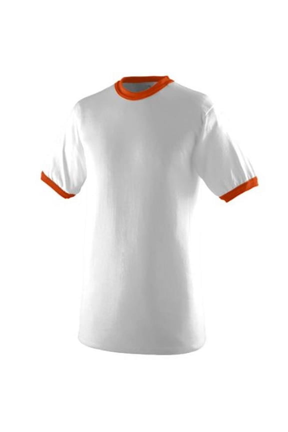 710A Ringer T-Shirt, White & Orange - Extra Large