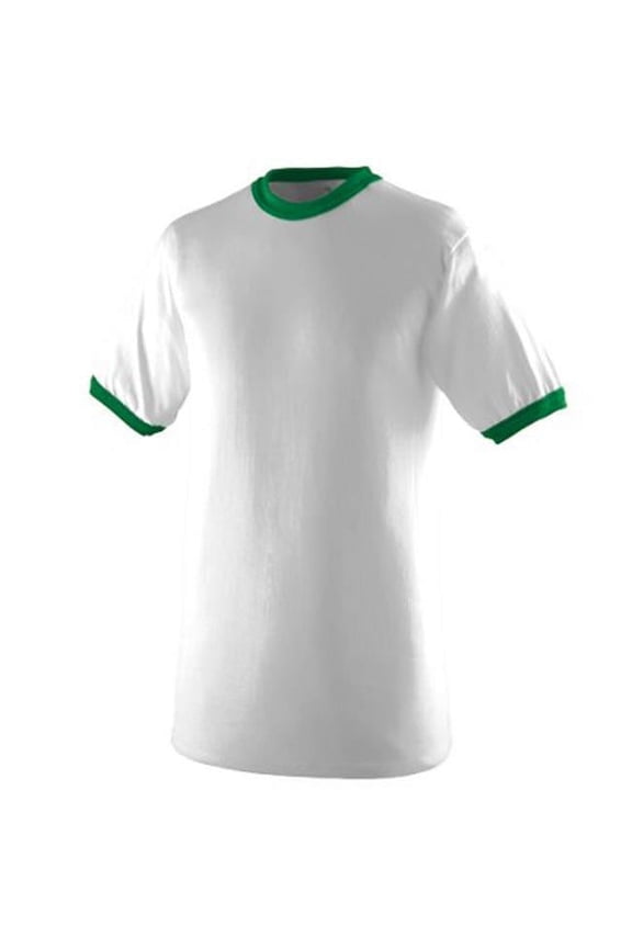 710A Ringer T-Shirt, White and Kelly, 2X