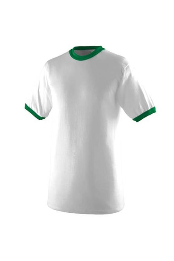 710A Ringer T-Shirt, White and Kelly, XL