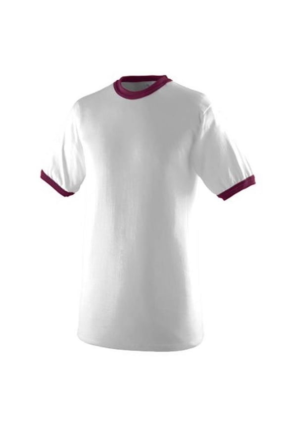 710A Ringer T-Shirt, White and Maroon, 2X
