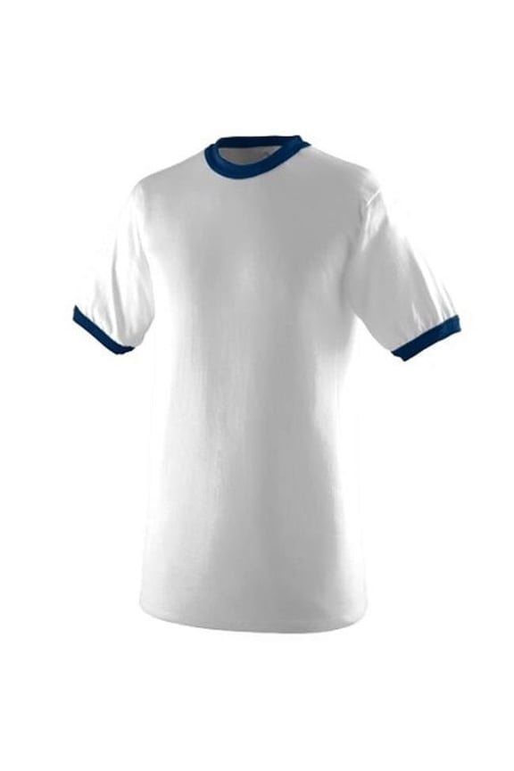 710A Ringer T-Shirt, White and Navy, 2X