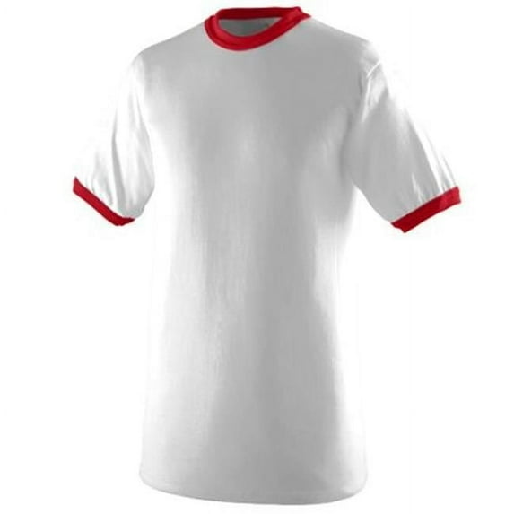 710A Ringer T-Shirt, White and Red, Large