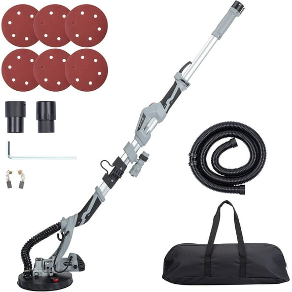 710W Drywall Sander, Electric Motor Sander with LED Flashlight, Variable Speed 800-1800RPM With Extendable & Foldable Handle, 6 Pcs Sanding Discs, Including Carrying Bag