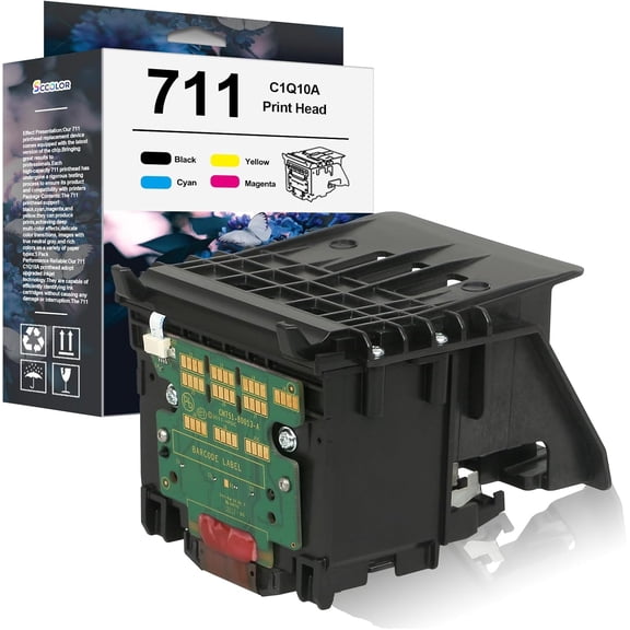 711 Printhead (with Chip Upgraded) High Yield Compatible with 711 C1Q10A Pinter Head Kit Replacement for T120 T125 T130 T520 T525 T530 T100 Large Format Plotter Printer