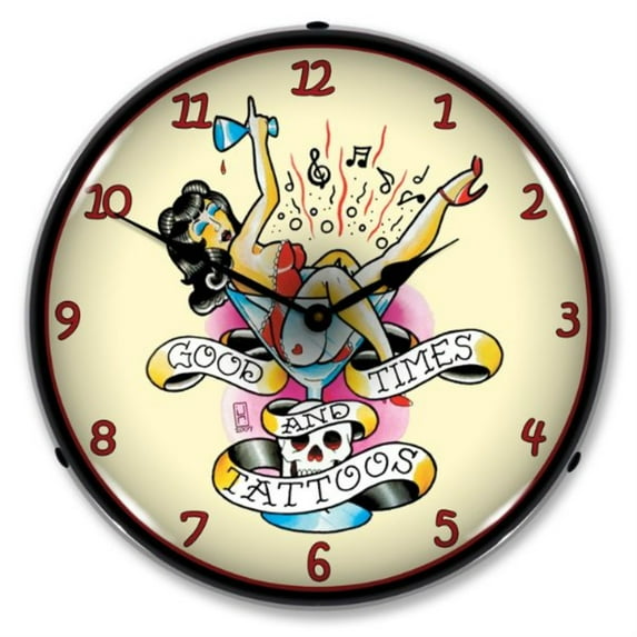 711165 Tattoo Girl in Glass clock - Made in USA
