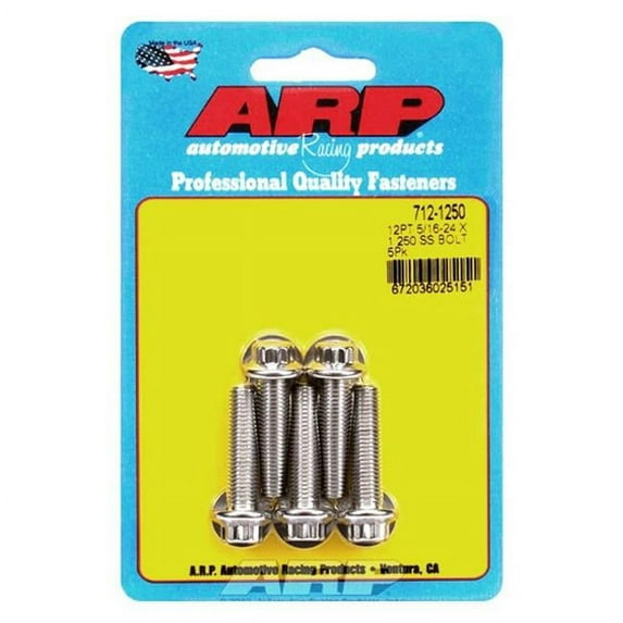 712-1250 0.31-24 x 1.25 in. Stainless Steel 12 Point Bolt Kit - Set of 5
