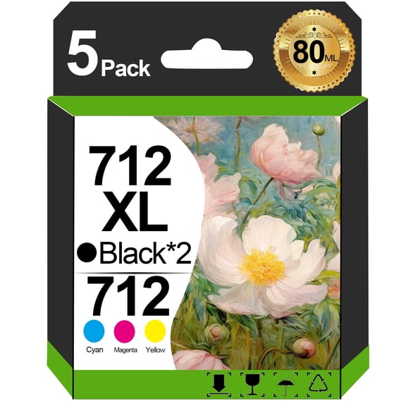 712 712XL High Yield Ink Cartridge Compatible for DesignJet T210 T230 T630 T650 Studio Plotter Printers (3ED71A 3ED67A 3ED68A 3ED69A)