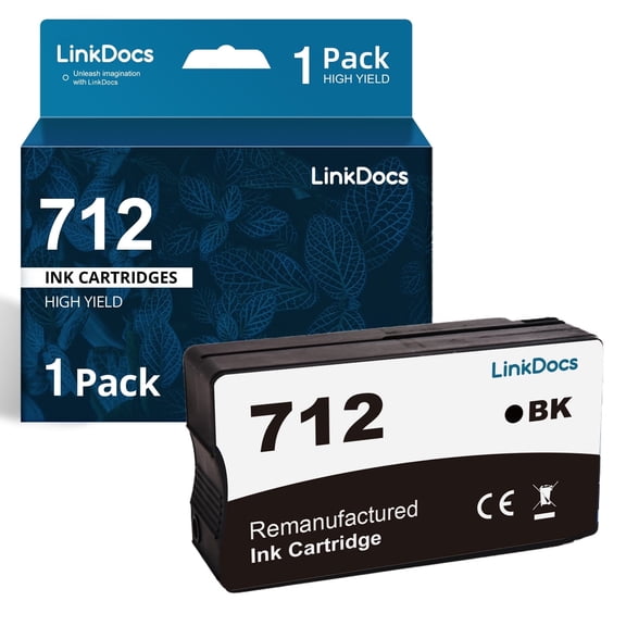 712 Black Ink Cartridge Compatible for 712 BK 3ED71A (80ml) Ink Cartridge to use with DesignJet T650 T630 T250 T230 T210 Studio Steel Studio Wood Printer