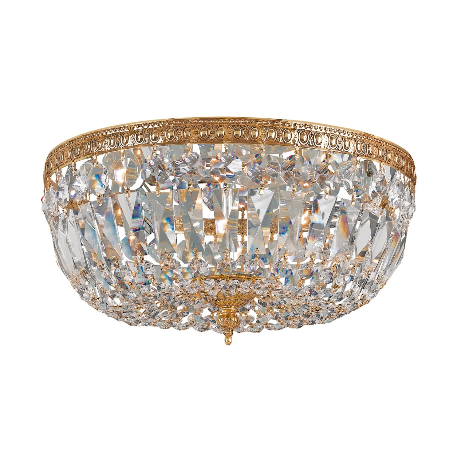 Olde Brass Finish 3-Light Ceiling Mount with Clear Swarovski Crystals