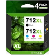 712XL Ink Cartridges Compatible for HP712 Ink Cartridge Combo Pack for DesignJet T210 T250 Printer 4 Pack, 80-ml Black + 29-ml Cyan/Magenta/Yellow