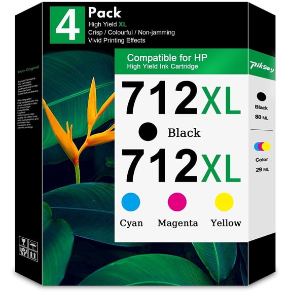 712 XL 712XL Ink cartridges (4-Pack) - Compatible for HP 712 Ink Cartridges for DesignJet T650 T630 T230 T210 Studio Plotter Printers