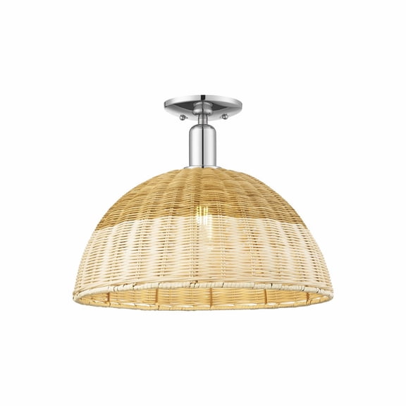 716-1C-PC-NBD2-16-NAT Innovations Lighting Natural Ballston Dome - 1 Light Semi-Flush Mount-11 Inch Tall and 15.75 Inch Wide-Polished Chrome