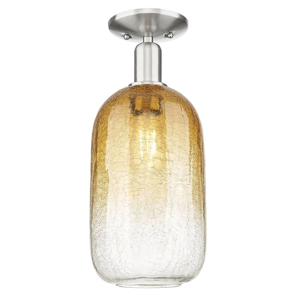 716-1C-SN-G482-7AM Innovations Lighting Brookhaven Cloche - 1 Light Semi-Flush Mount-7 Inch Wide and 16.5 Inch Tall-Brushed Satin Nickel Finish-Amber