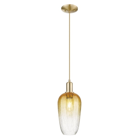 716-1P-CB-G484-7AM Innovations Lighting Brookhaven Flute - 1 Light Cord Hung Mini Pendant-7 Inch Wide and 16 Inch Tall-Champagne Bronze Finish-Amber