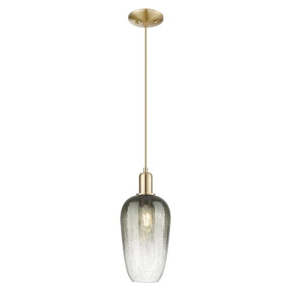 716-1P-CB-G484-7SL Innovations Lighting Brookhaven Flute - 1 Light Cord Hung Mini Pendant-7 Inch Wide and 16 Inch Tall-Champagne Bronze Finish-Slate