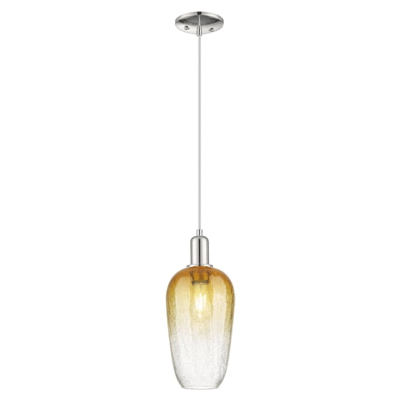 716-1P-PN-G484-7AM Innovations Lighting Brookhaven Flute - 1 Light Cord Hung Mini Pendant-7 Inch Wide and 16 Inch Tall-Polished Nickel Finish-Amber