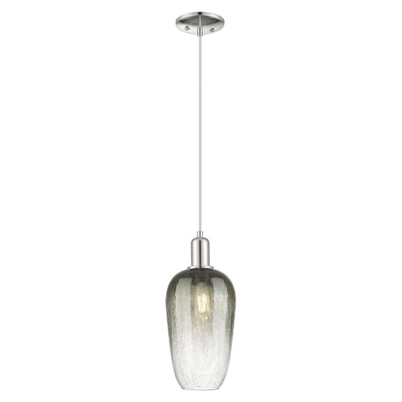 716-1P-PN-G484-7SL Innovations Lighting Brookhaven Flute - 1 Light Cord Hung Mini Pendant-7 Inch Wide and 16 Inch Tall-Polished Nickel Finish-Slate