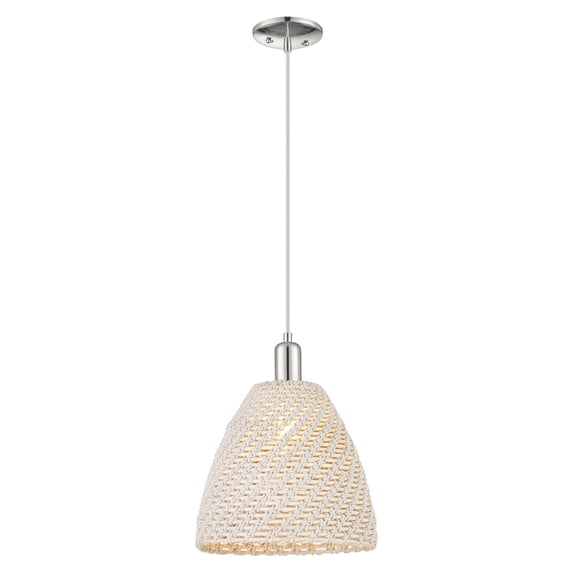 716-1P-PN-NBD-12-NAT Innovations Lighting Natural Ballston Dome - 1 Light Cord Hung Mini Pendant-11.75 Inch Wide and 8 Inch Tall-Polished Nickel