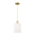 thumbnail image 1 of 716-1P-SG-G559-8GWH Innovations Lighting Bridal Veil - 1 Light Cord Hung Mini Pendant-13.5 Inch Tall and 8 Inch Wide-Satin Gold Finish-Gloss White, 1 of 1