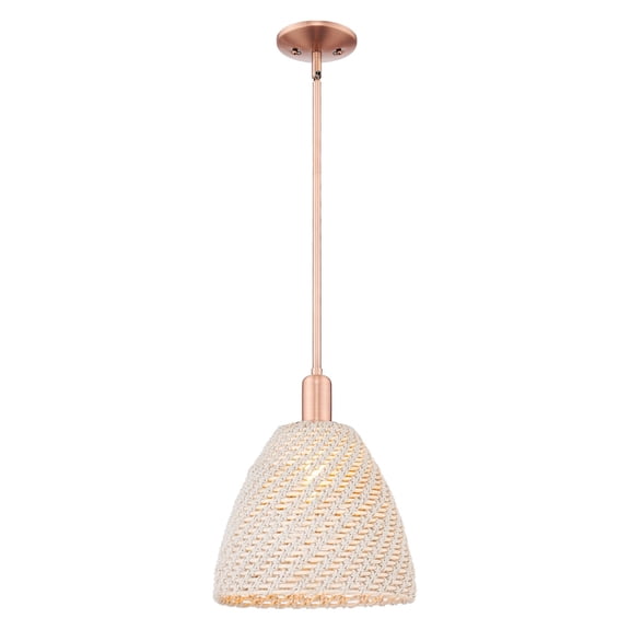 716-1S-AC-NBD-12-NAT Innovations Lighting Natural Ballston Dome - 1 Light Stem Hung Mini Pendant-14 Inch Tall and 11.75 Inch Wide-Antique Copper