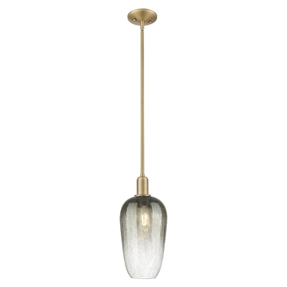 716-1S-BB-G484-7SL Innovations Lighting Brookhaven Flute - 1 Light Stem Hung Mini-Pendant-7 Inch Wide and 15.63 Inch Tall-Brushed Brass Finish-Slate