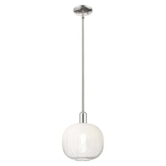 716-1S-PN-G481-10OP Innovations Lighting Brookhaven Sphere - 1 Light Stem Hung Mini-Pendant-10 Inch Wide and 8 Inch Tall-Polished Nickel Finish-Opal