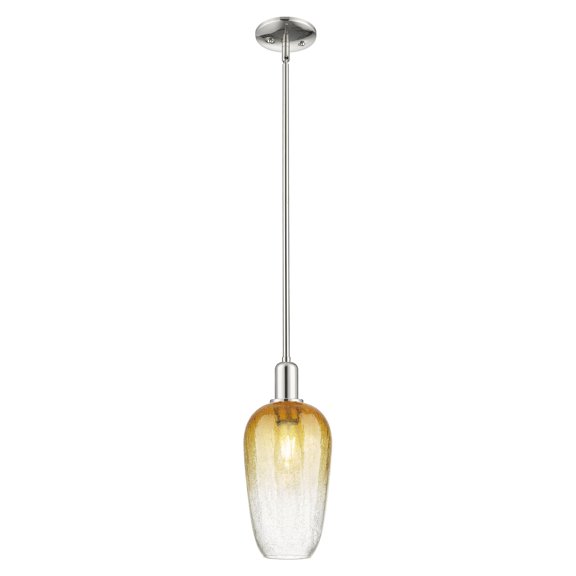 716-1S-PN-G484-7AM Innovations Lighting Brookhaven Flute - 1 Light Stem Hung Mini-Pendant-7 Inch Wide and 15.63 Inch Tall-Polished Nickel Finish-Amber