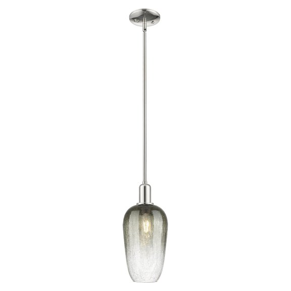 716-1S-PN-G484-7SL Innovations Lighting Brookhaven Flute - 1 Light Stem Hung Mini-Pendant-7 Inch Wide and 15.63 Inch Tall-Polished Nickel Finish-Slate