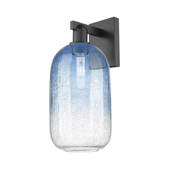 716-1W-BK-G482-7SB Innovations Lighting Brookhaven Cloche - 1 Light Wall Sconce-16.75 Inch Tall and 7 Inch Wide-Matte Black Finish-Sapphire Blue Glass