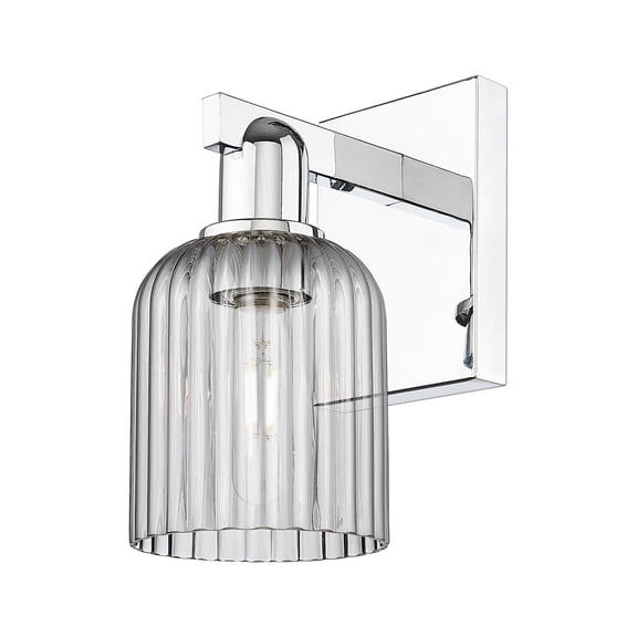 716-1W-PC-G559-5SM Innovations Lighting Bridal Veil - 1 Light Wall Sconce-10.75 Inch Tall and 5 Inch Wide-Polished Chrome Finish-Light Smoke Glass
