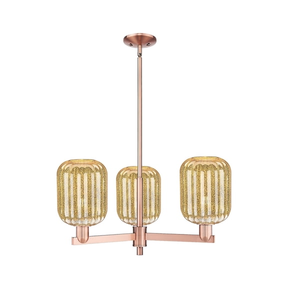 716-3CR-AC-G460-7ME Innovations Lighting Preston - 3 Light Stem Hung Jar Chandelier-13.75 Inch Tall and 17.63 Inch Wide-Antique Copper Finish-Mercury