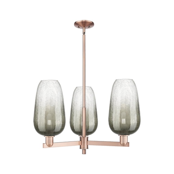 716-3CR-AC-G484-7SL Innovations Lighting Brookhaven Flute - 3 Light Stem Hung Chandelier-17 Inch Tall and 17.63 Inch Wide-Antique Copper Finish-Slate