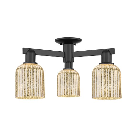 716-3F-BK-G559-5ME Innovations Lighting Bridal Veil - 3 Light Semi-Flush Mount-11 Inch Tall and 22.5 Inch Wide-Matte Black Finish-Mercury Glass Color