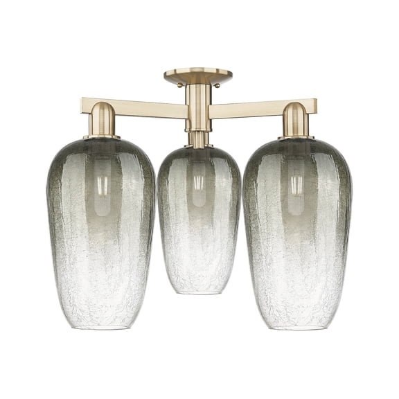 716-3F-CB-G484-7SL Innovations Lighting Brookhaven Flute - 3 Light Semi-Flush Mount-16.88 Inch Tall and 24.5 Inch Wide-Champagne Bronze Finish-Slate