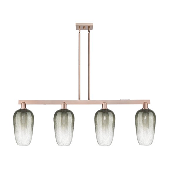 716-4I-AC-G484-7SL Innovations Lighting Brookhaven Flute - 4 Light Stem Hung Island-15.88 Inch Tall and 48 Inch Wide-Antique Copper Finish-Slate Glass