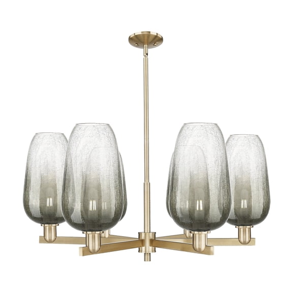 716-6CR-CB-G484-7SL Innovations Lighting Brookhaven Flute - 6 Light Stem Hung Chandelier-17 Inch Tall and 23.88 Inch Wide-Champagne Bronze