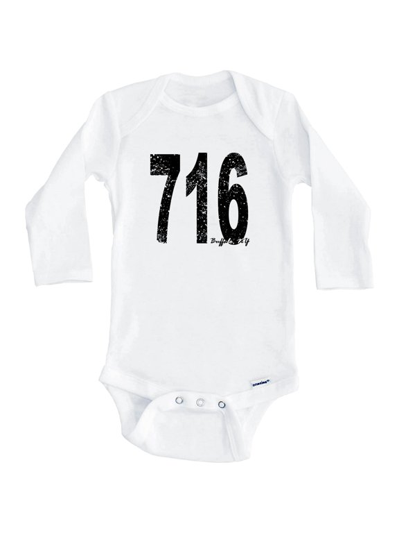 716 Buffalo New York Area Code One Piece Baby Bodysuit - One Piece Baby Bodysuit (Long Sleeve), 6-9 Months White