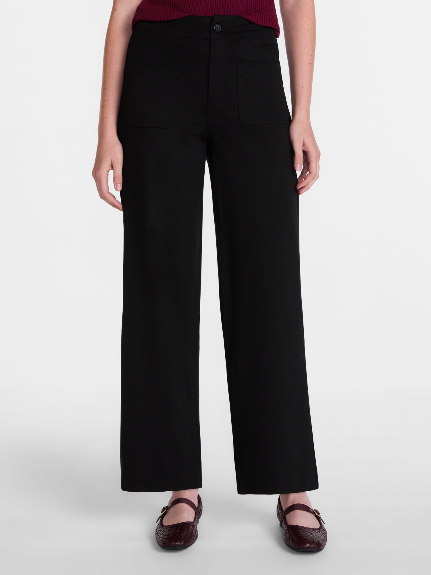 Scenario Women's Patch Pocket Ponte Pants, 28" Inseam, Sizes 0-20