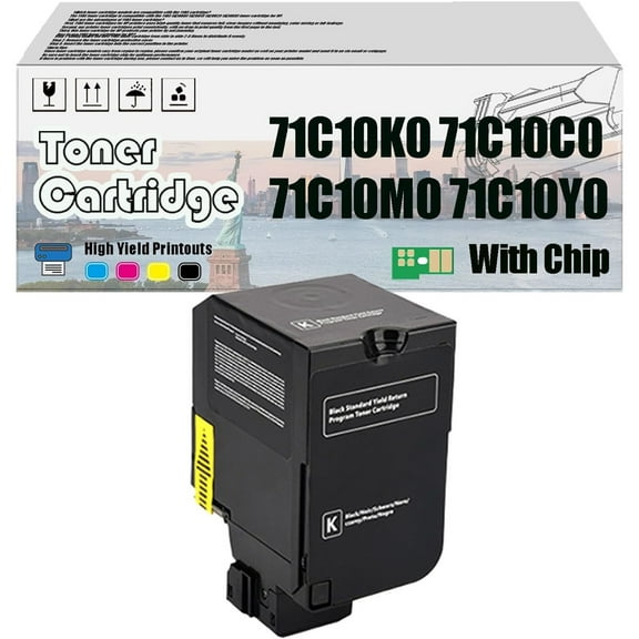 71C10K0 71C10C0 71C10M0 71C10Y0 Toner Cartridge, Compatible for Lexmark C4342, C4352, CS730de, CS735de, CX730de, and CX735adse Printers —— High-Yield Print Volume with Chip