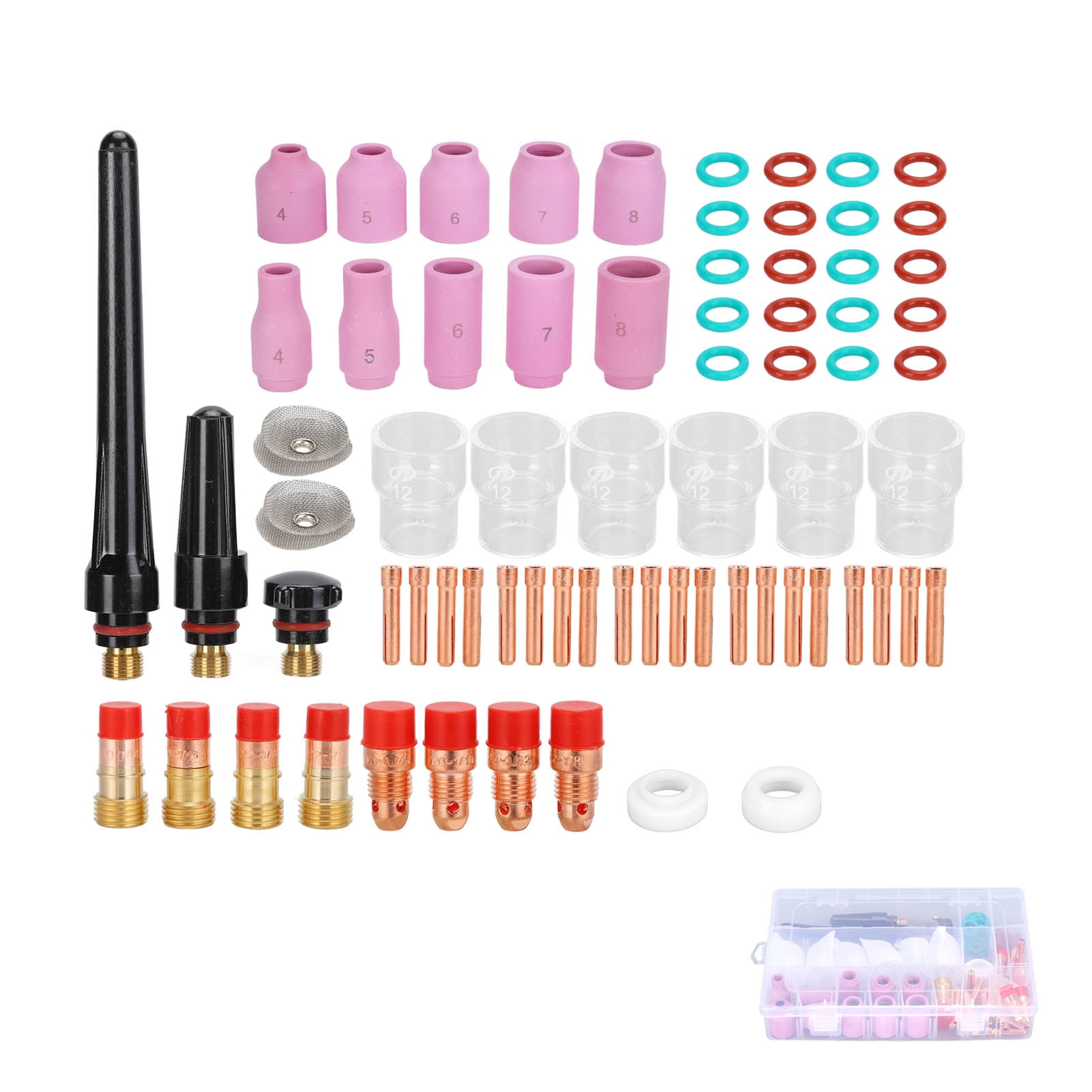 71Pcs TIG Welding Accessory Kit, Ceramic Nozzle Glass Cup Tool Set for