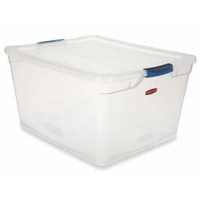Rubbermaid Clever Store Latching Storage Tote Container, Clear, 71-quart (FG3Q3200CLMCB)